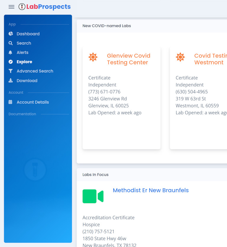 Moderate and high complexity labs, fast. LabProspects